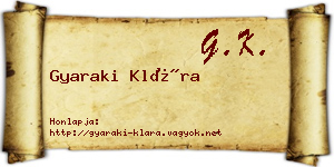 Gyaraki Klára névjegykártya