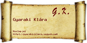 Gyaraki Klára névjegykártya